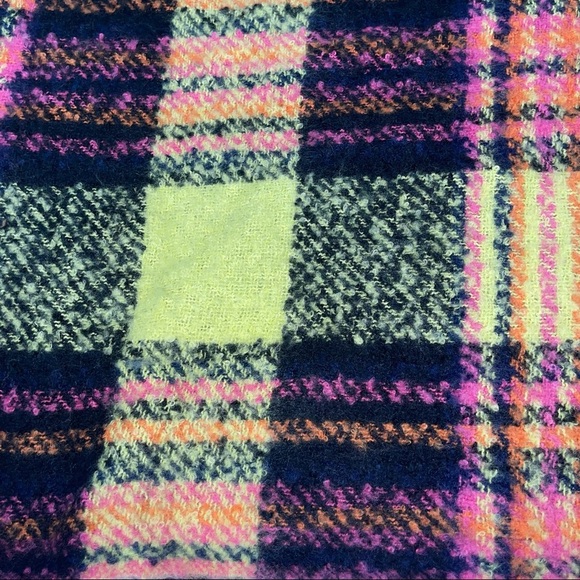 NEW Nordstrom Knit Green Plaid Scarf With Fringe - Picture 2 of 15